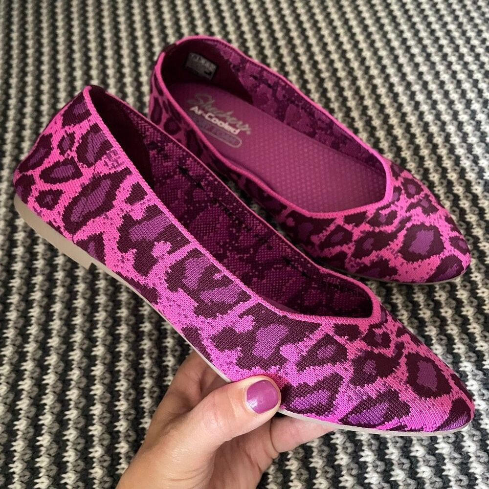 Skechers Cleo ballet flat women’s shoe size 8 pink/purple leopard cheetah